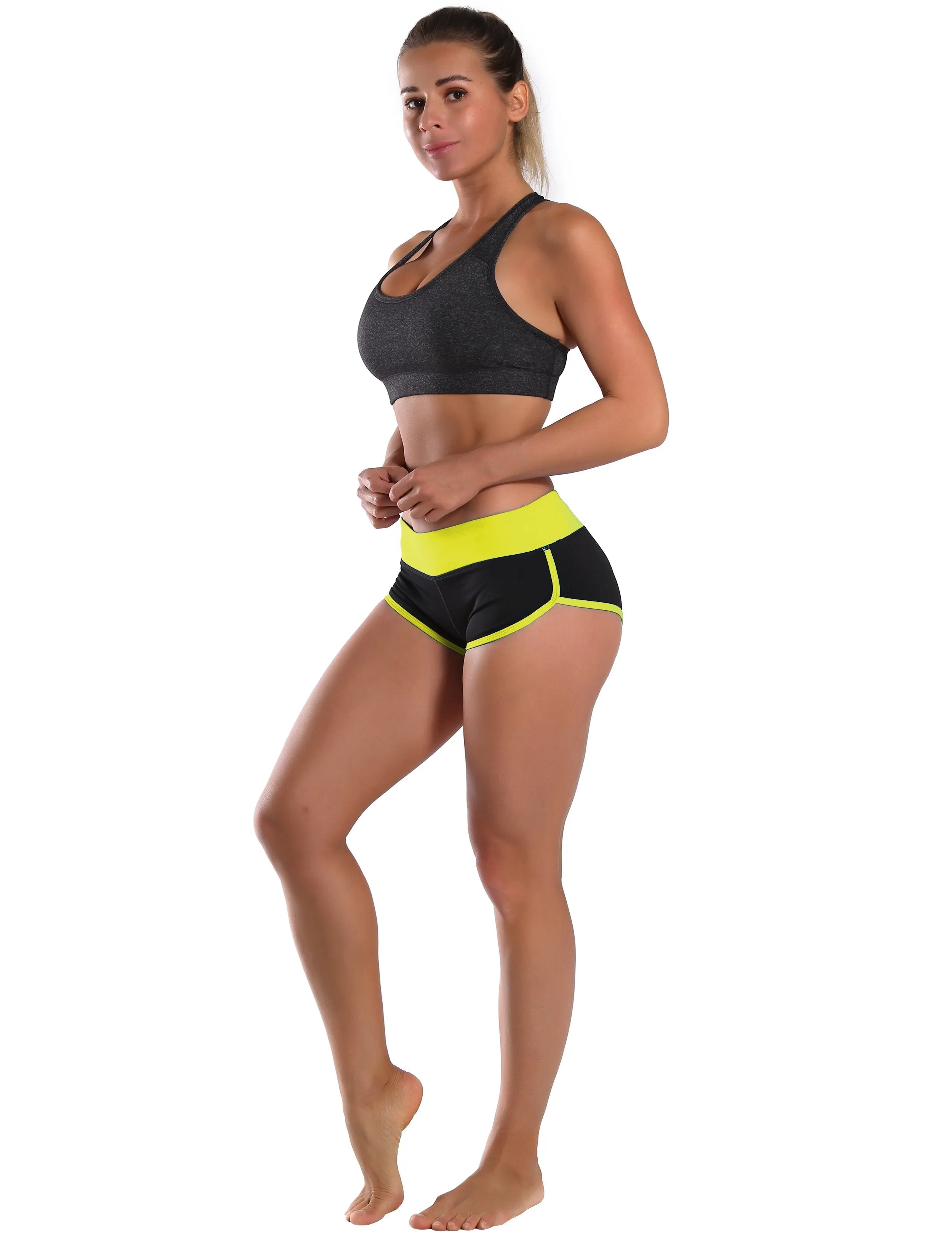 030 Sexy Booty Jogging Shorts fluorescentyellow_black ins_Jogging