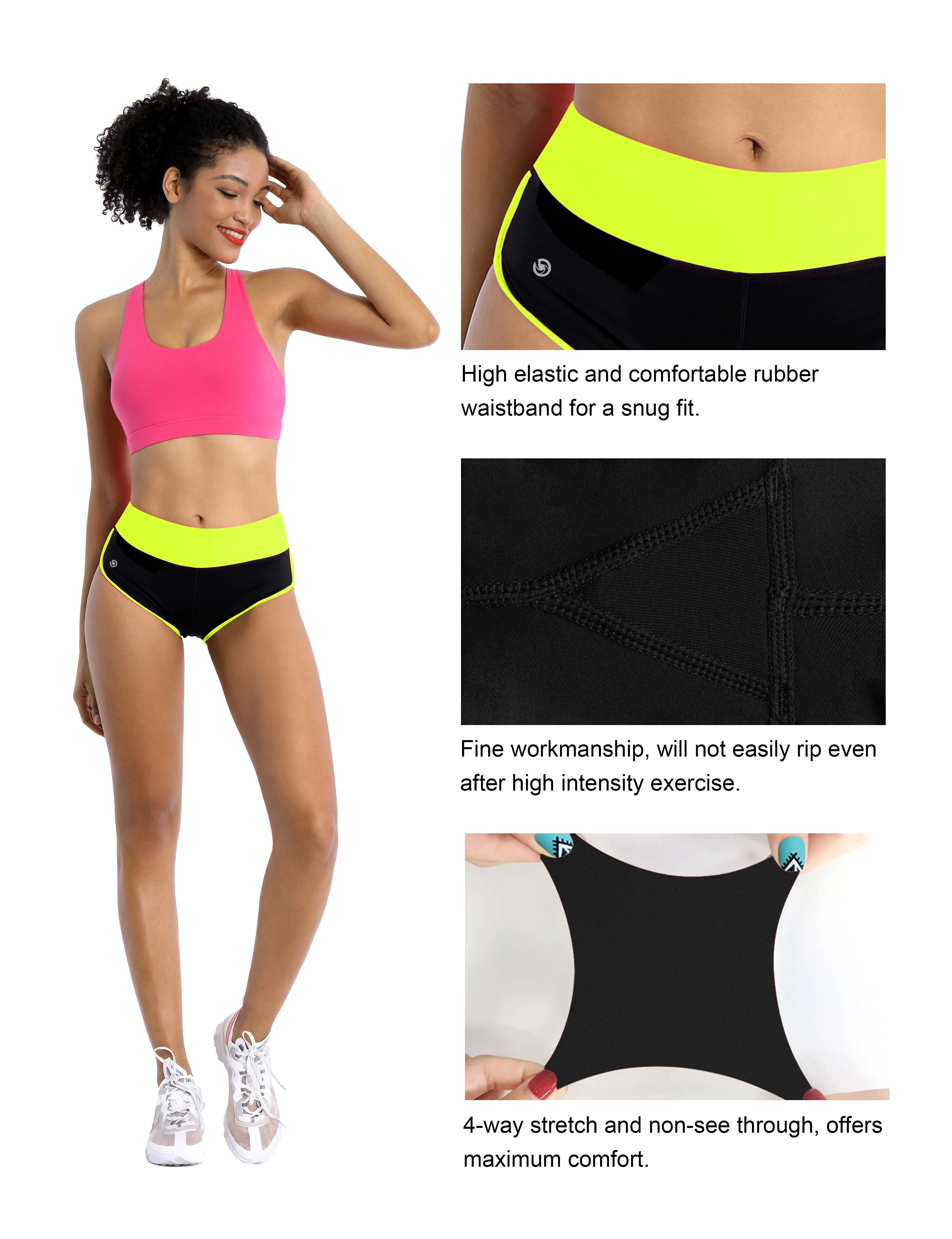 030 Sexy Booty Jogging Shorts fluorescentyellow_black ins_Jogging