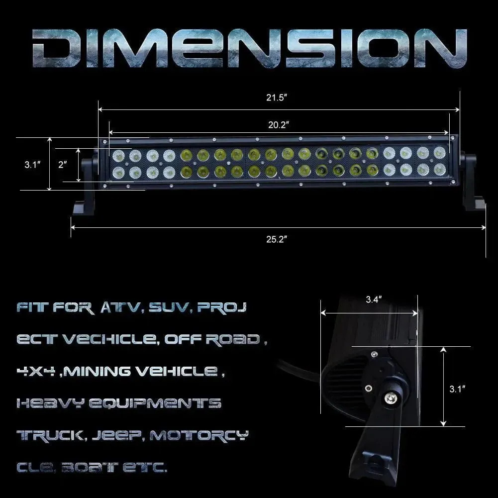 22 Inch 120W Double Row Black Spot Flood LED Light Bar