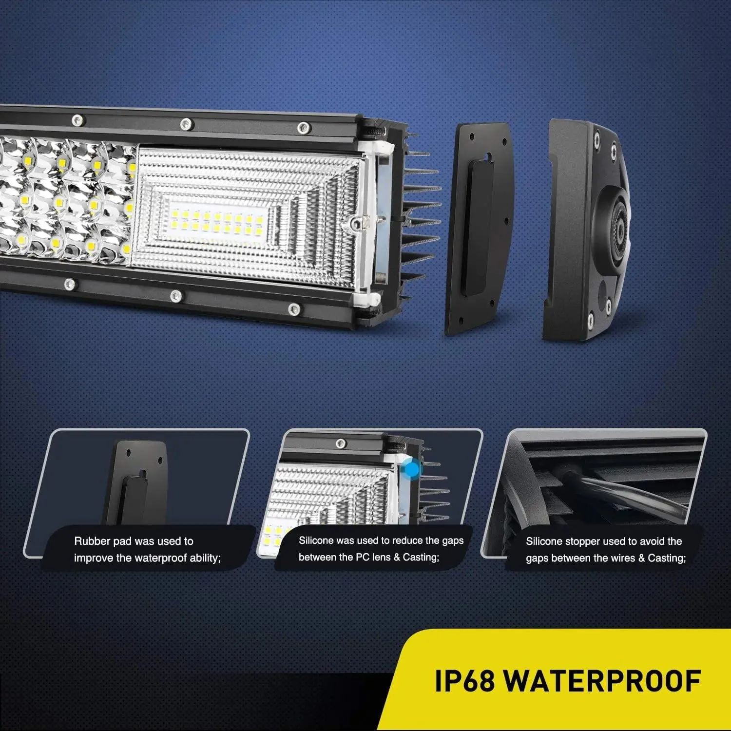 32 Inch 378W 37800LM Triple Row Spot Flood LED Light Bar