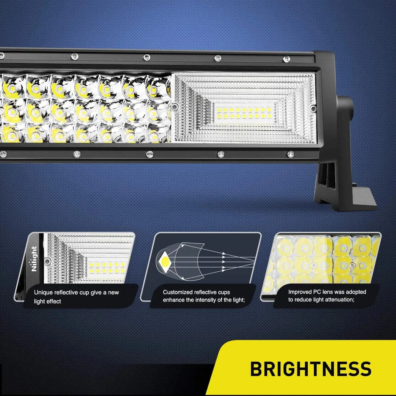 32 Inch 378W 37800LM Triple Row Spot Flood LED Light Bar