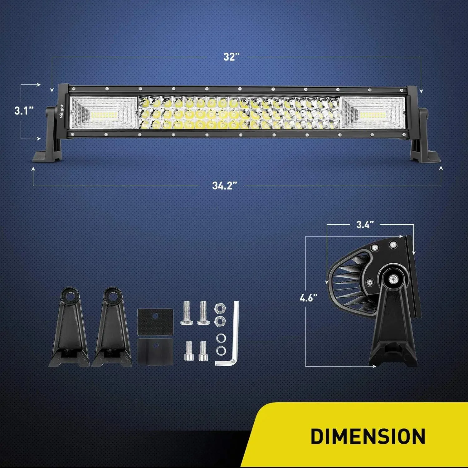 32 Inch 378W 37800LM Triple Row Spot Flood LED Light Bar