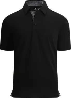 Alex Vando Mens Golf Shirt Moisture Wicking Quick-Dry Solid Short Sleeve Polo Shirts for Men