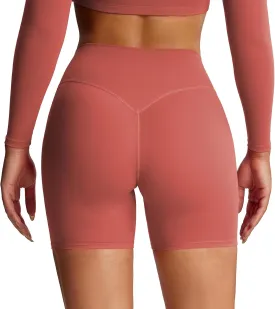 Aoxjox Metamorph Workout Biker Shorts for Women Tummy Control High Waisted Athletic Gym Running Deep V Yoga Short 6"