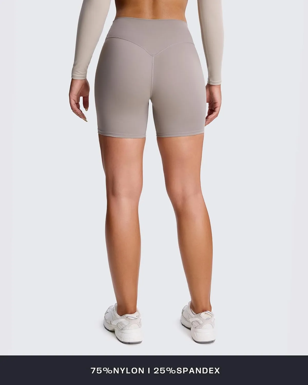 Aoxjox Metamorph Workout Biker Shorts for Women Tummy Control High Waisted Athletic Gym Running Deep V Yoga Short 6"