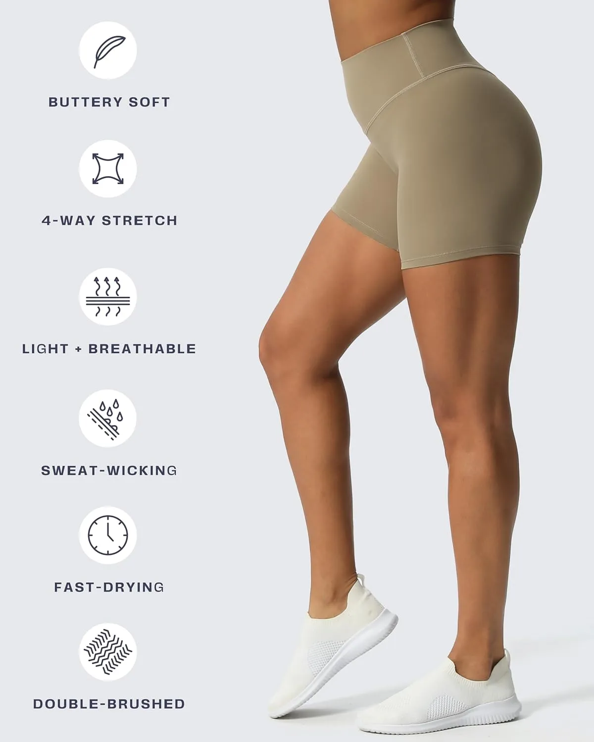 Aoxjox Metamorph Workout Biker Shorts for Women Tummy Control High Waisted Athletic Gym Running Deep V Yoga Short 6"