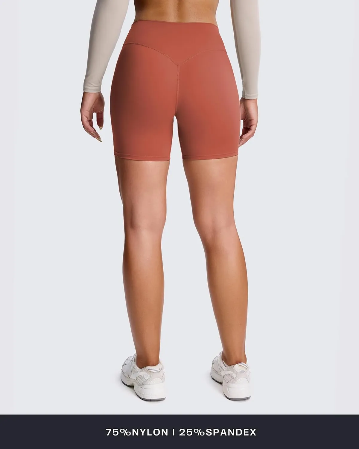 Aoxjox Metamorph Workout Biker Shorts for Women Tummy Control High Waisted Athletic Gym Running Deep V Yoga Short 6"