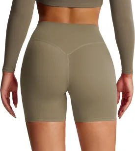 Aoxjox Metamorph Workout Biker Shorts for Women Tummy Control High Waisted Athletic Gym Running Deep V Yoga Short 6"