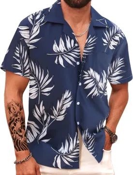 APTRO Men's Hawaiian Shirt Short Sleeve Tropical Vacation Button Down Beach Floral Palm Shirts