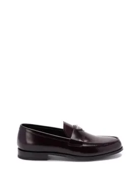 Brushed Leather Loafers Brown