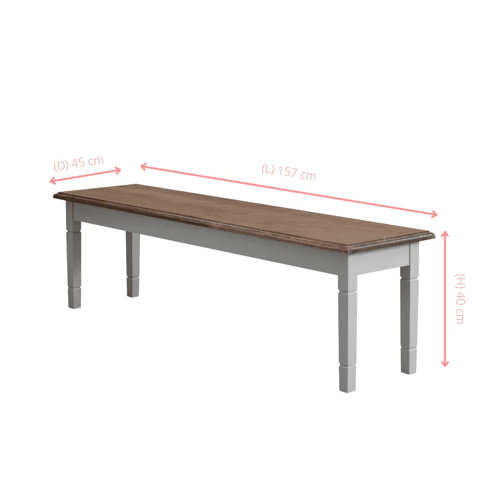 Canterbury 180cm Dining Table with 2 Benches in Silk Grey and Dark Pine