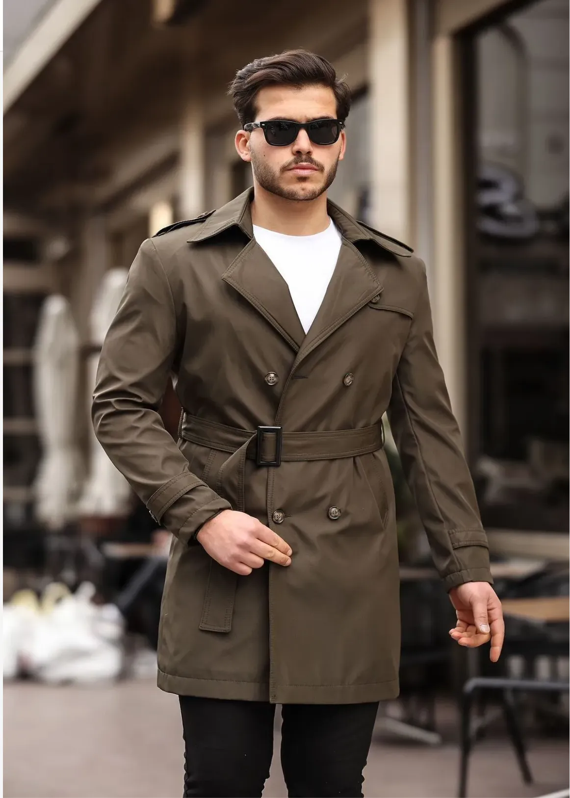 [Chicago] Cocoa Double Breasted Water Repellent Trench Coat