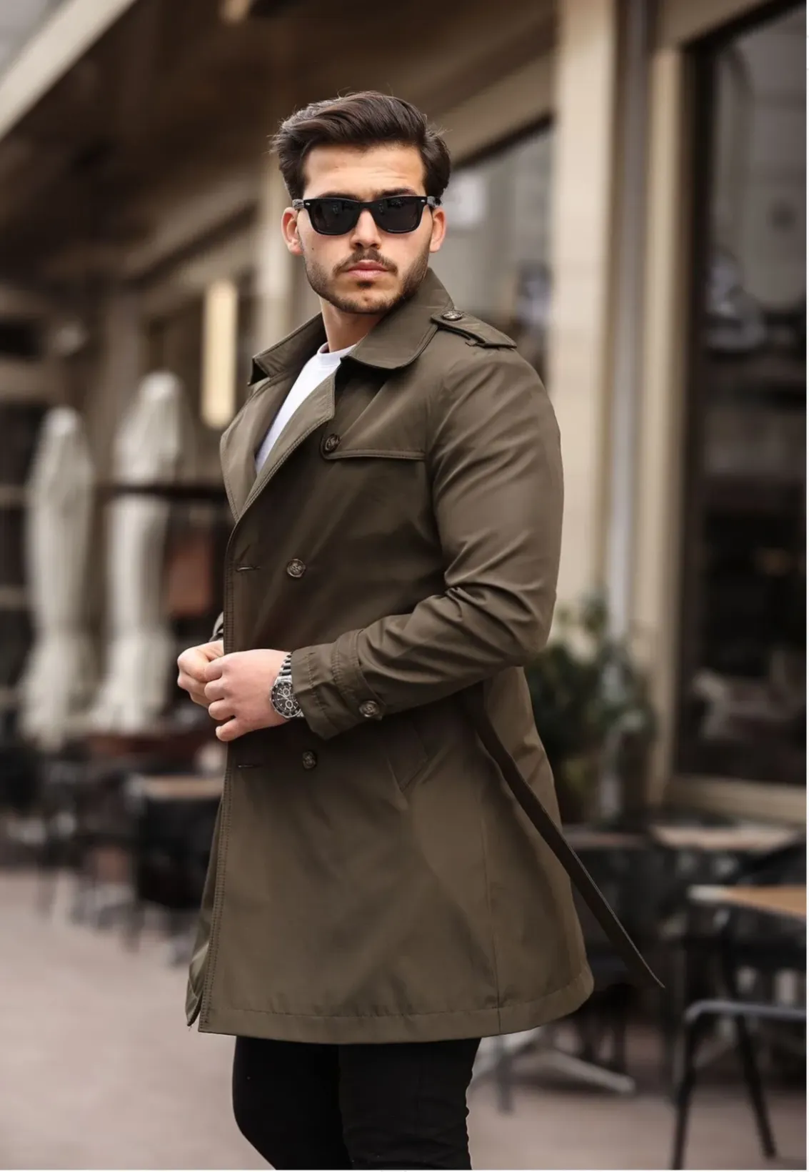 [Chicago] Cocoa Double Breasted Water Repellent Trench Coat