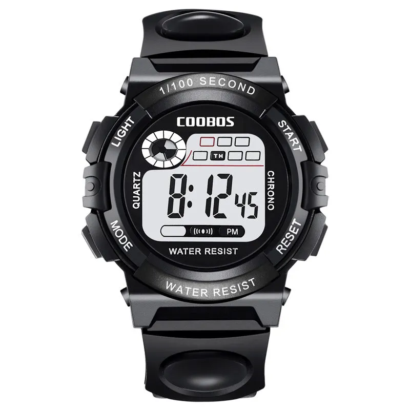 Children's Watch Seven Colors Noctilucent Waterproof Multifunctional Electronic Watch for Boys and Girls