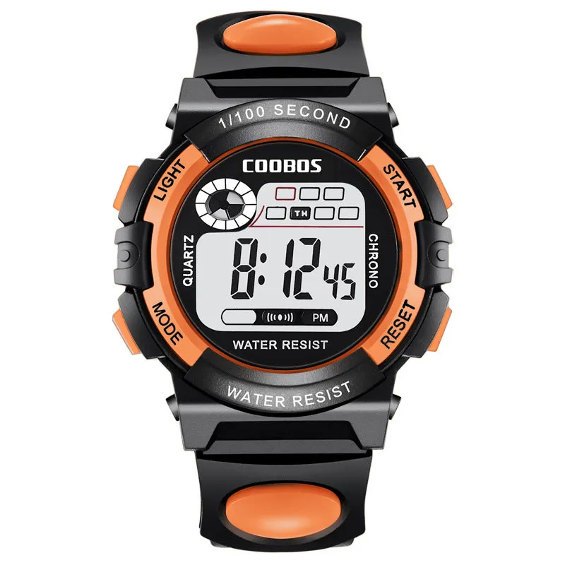 Children's Watch Seven Colors Noctilucent Waterproof Multifunctional Electronic Watch for Boys and Girls