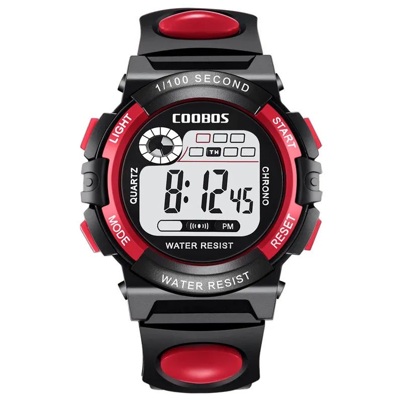 Children's Watch Seven Colors Noctilucent Waterproof Multifunctional Electronic Watch for Boys and Girls
