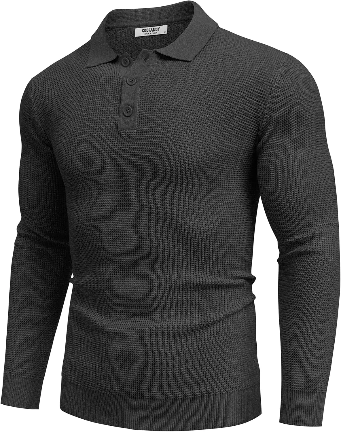 COOFANDY Mens Knit Polo Shirts Long Sleeve Sweater Casual Polo Shirts Lightweight Collared T Shirts
