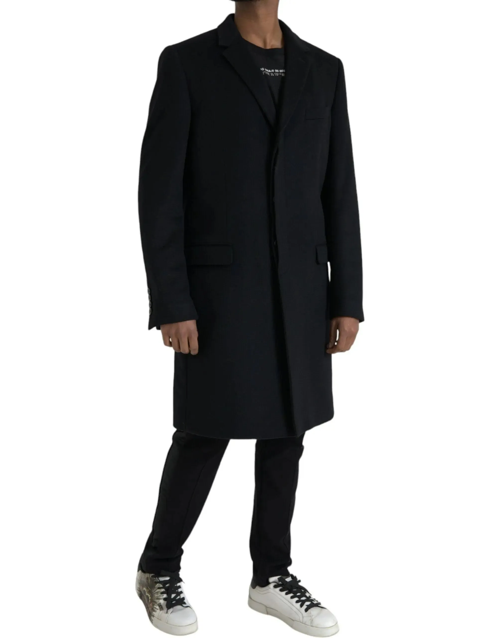 Dolce & Gabbana Black Wool Cashmere Coat