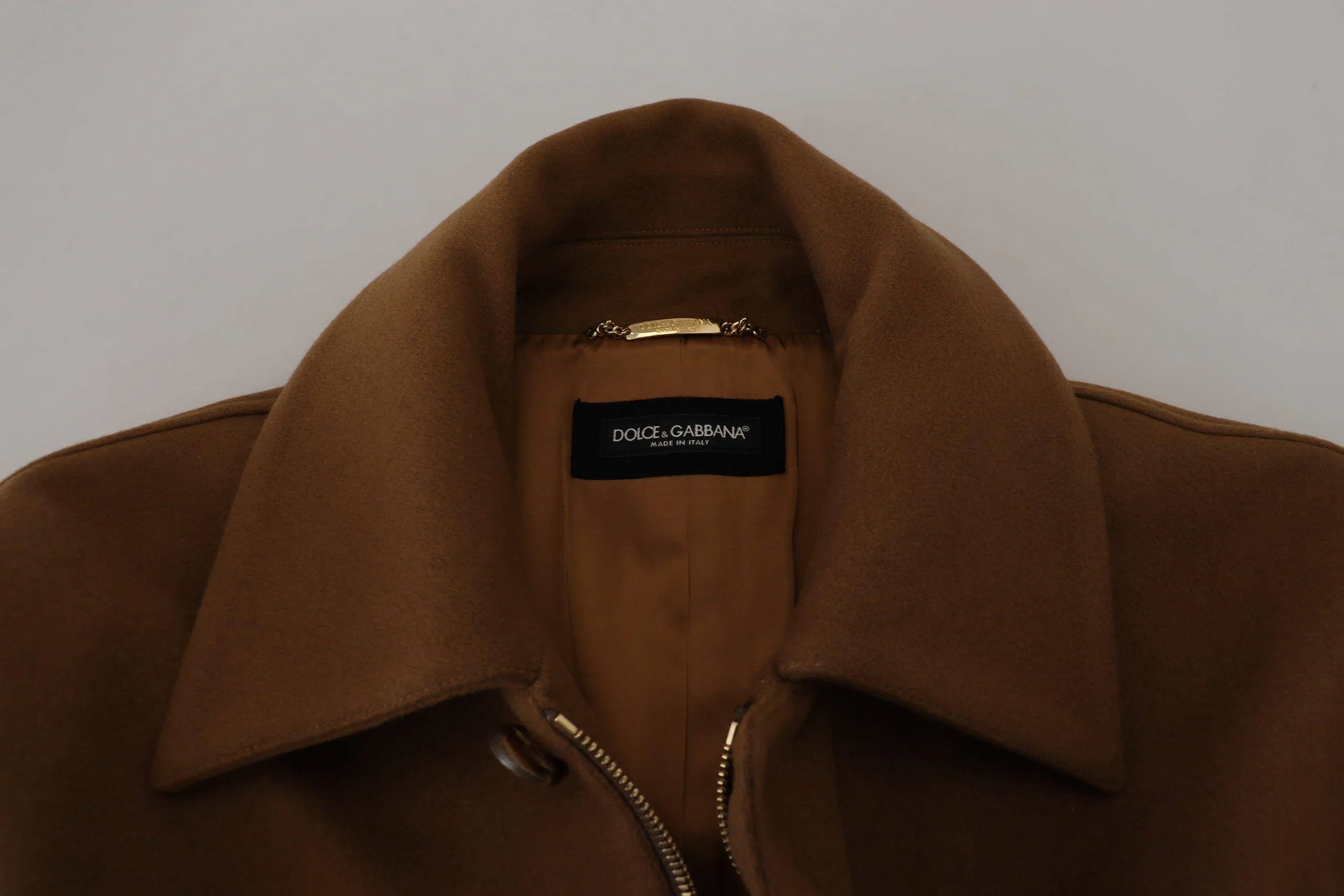 Dolce & Gabbana Brown Wool Long Belted Men Overcoat Jacket