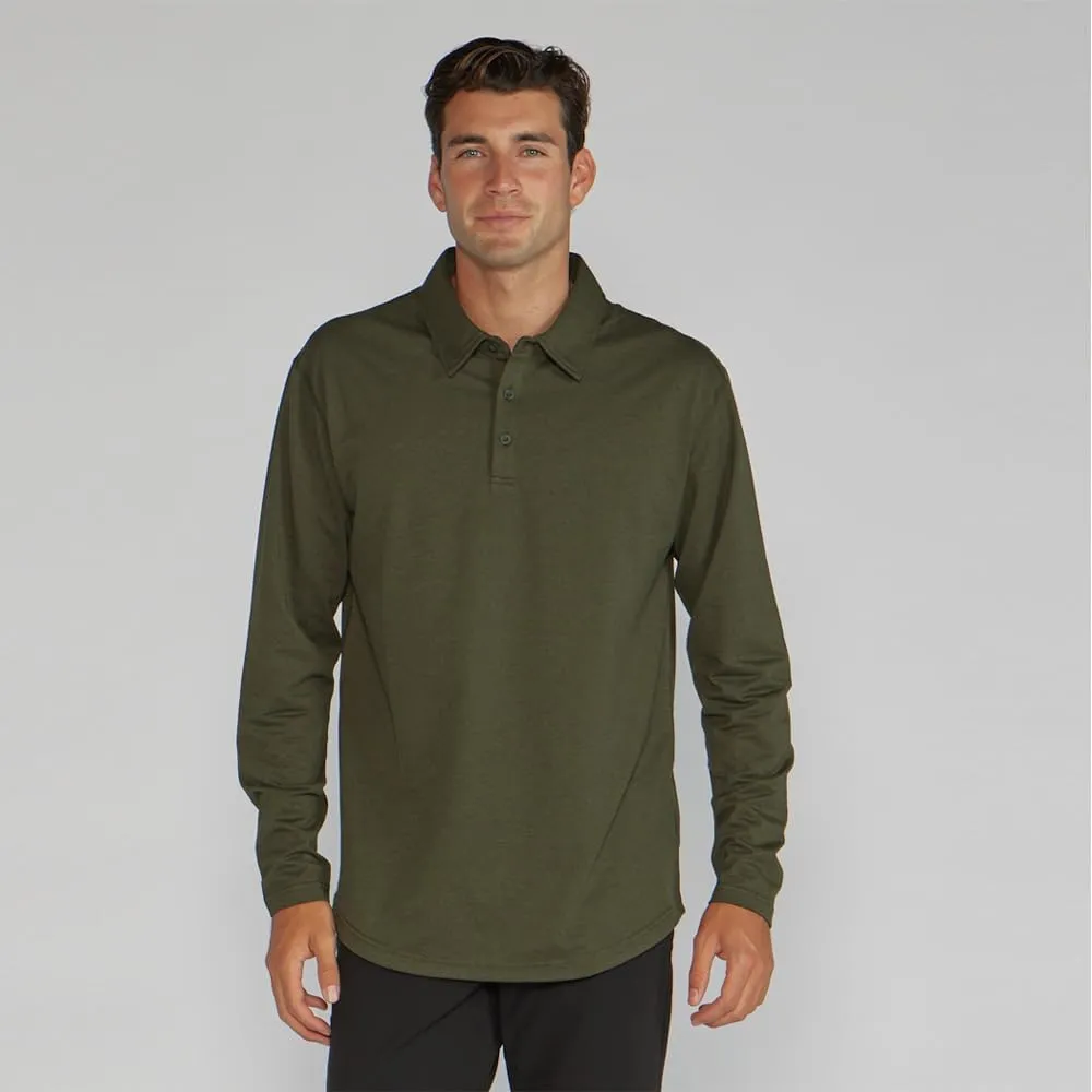 Drop-Cut Polo Long Sleeve Men's Shirt