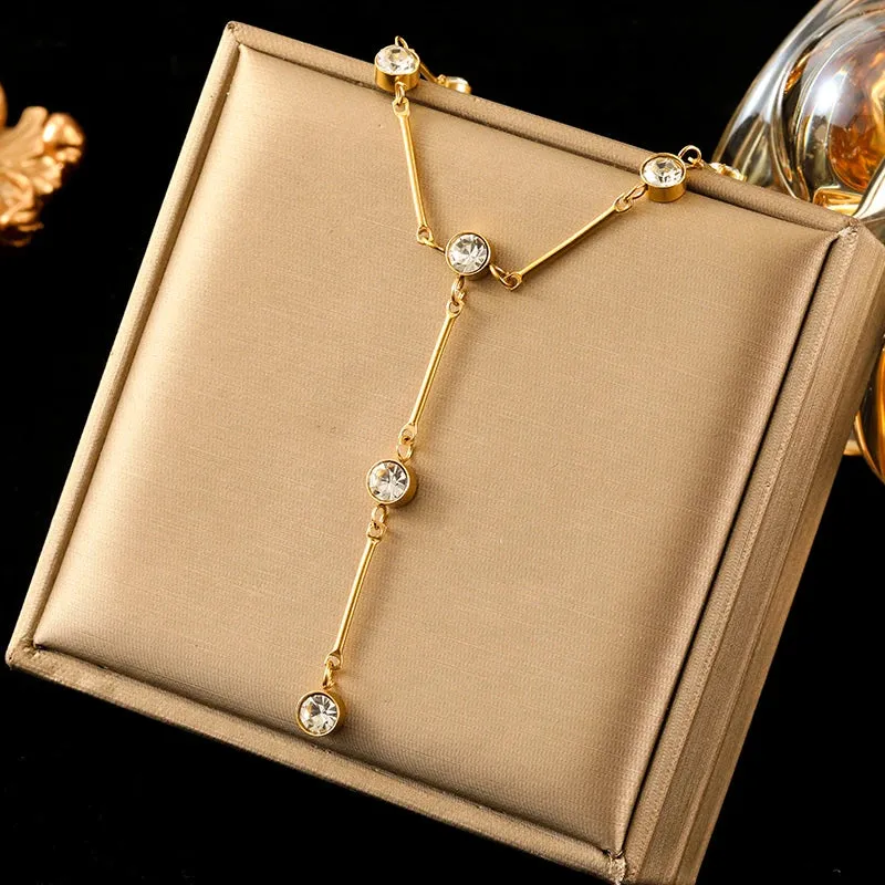 EILIECK 316L Stainless Steel Colorful Crystal Pendant Necklace