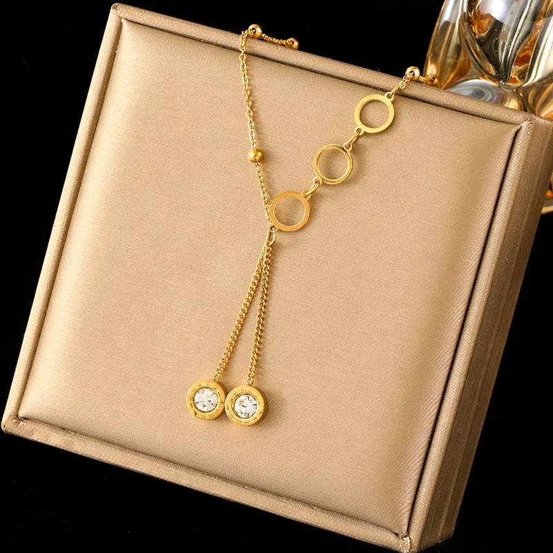 EILIECK 316L Stainless Steel Colorful Crystal Pendant Necklace