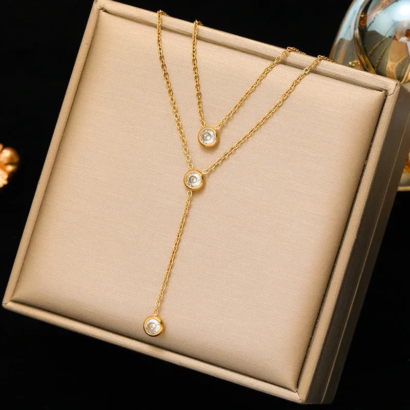 EILIECK 316L Stainless Steel Colorful Crystal Pendant Necklace