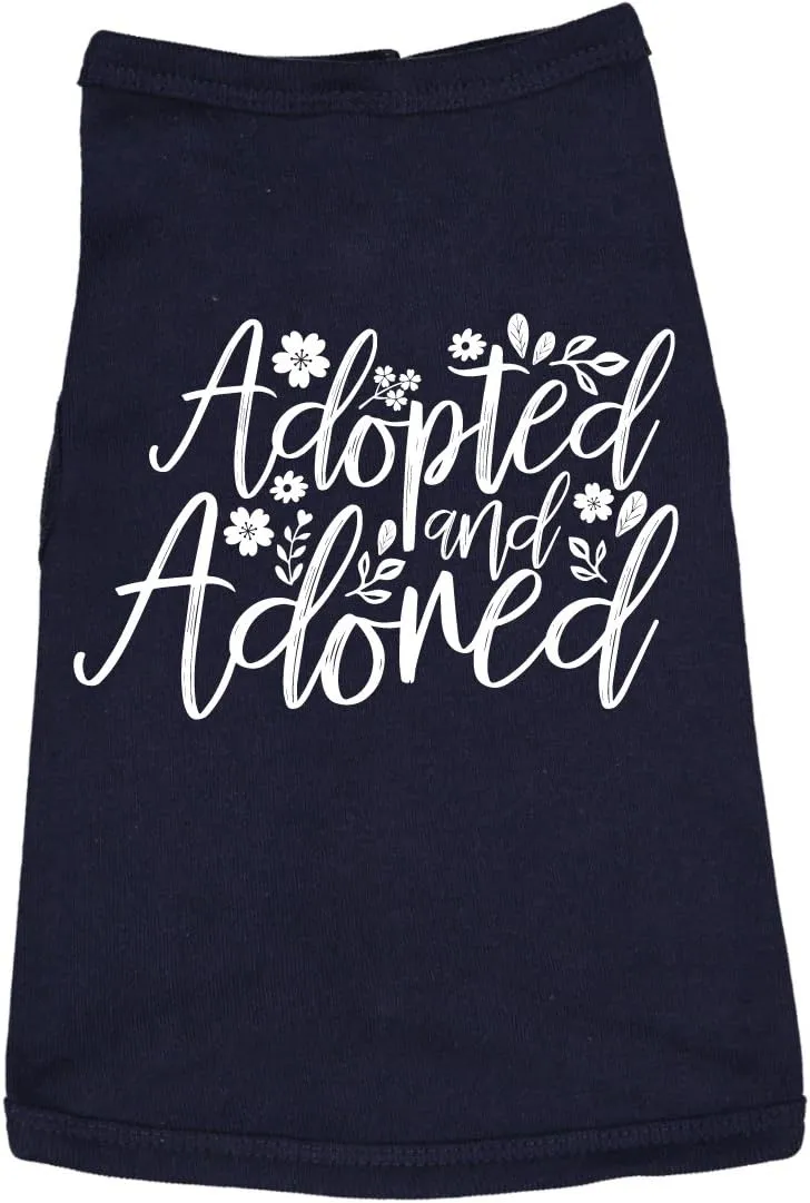 Funny Dog Shirt for Rescue Pets  Adopted and Adored Graphic Tee  Soft Cotton Clothes for Small to Large Dogs  Cute Outfit Gift for Fur Parents and Animal Lovers Navy, XL