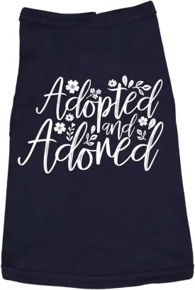 Funny Dog Shirt for Rescue Pets  Adopted and Adored Graphic Tee  Soft Cotton Clothes for Small to Large Dogs  Cute Outfit Gift for Fur Parents and Animal Lovers Navy, XL