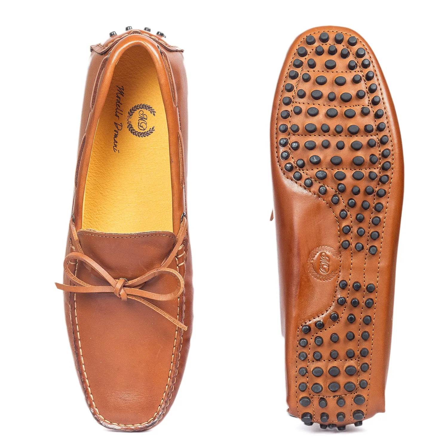 Gommino Leather Bow Loafers (Chocolate Brown)