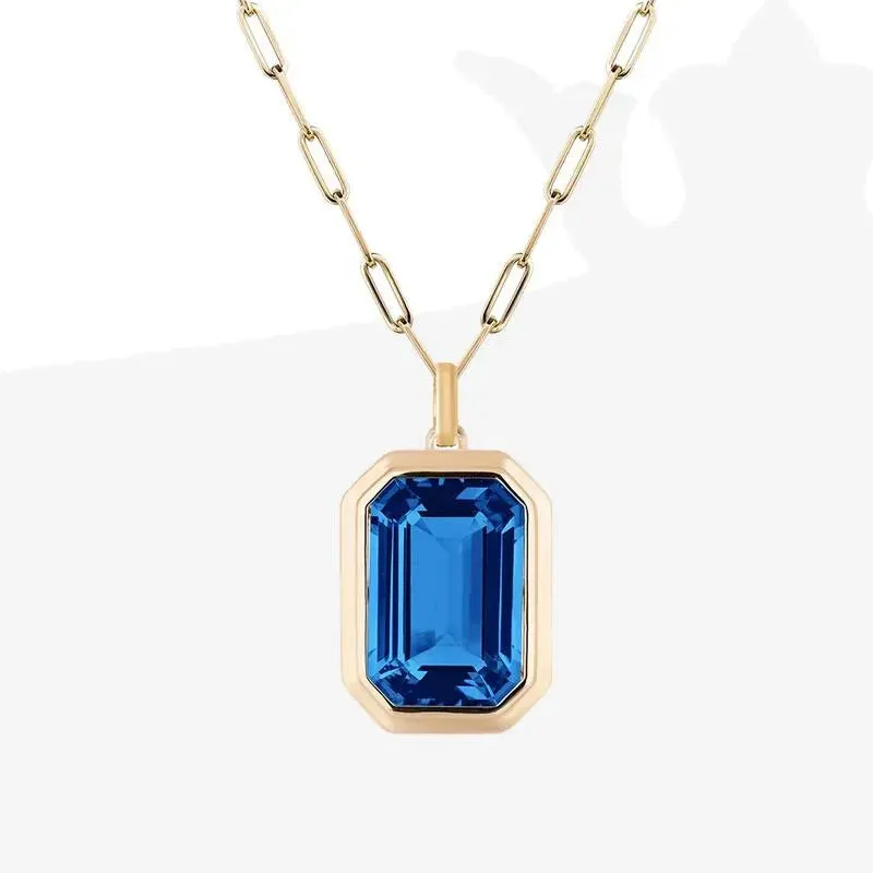 Gorgeous Geometric Square Crystal Pendant Necklace