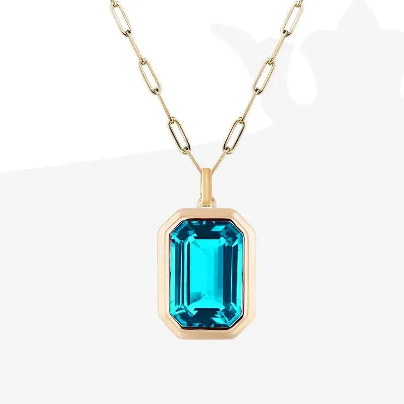 Gorgeous Geometric Square Crystal Pendant Necklace