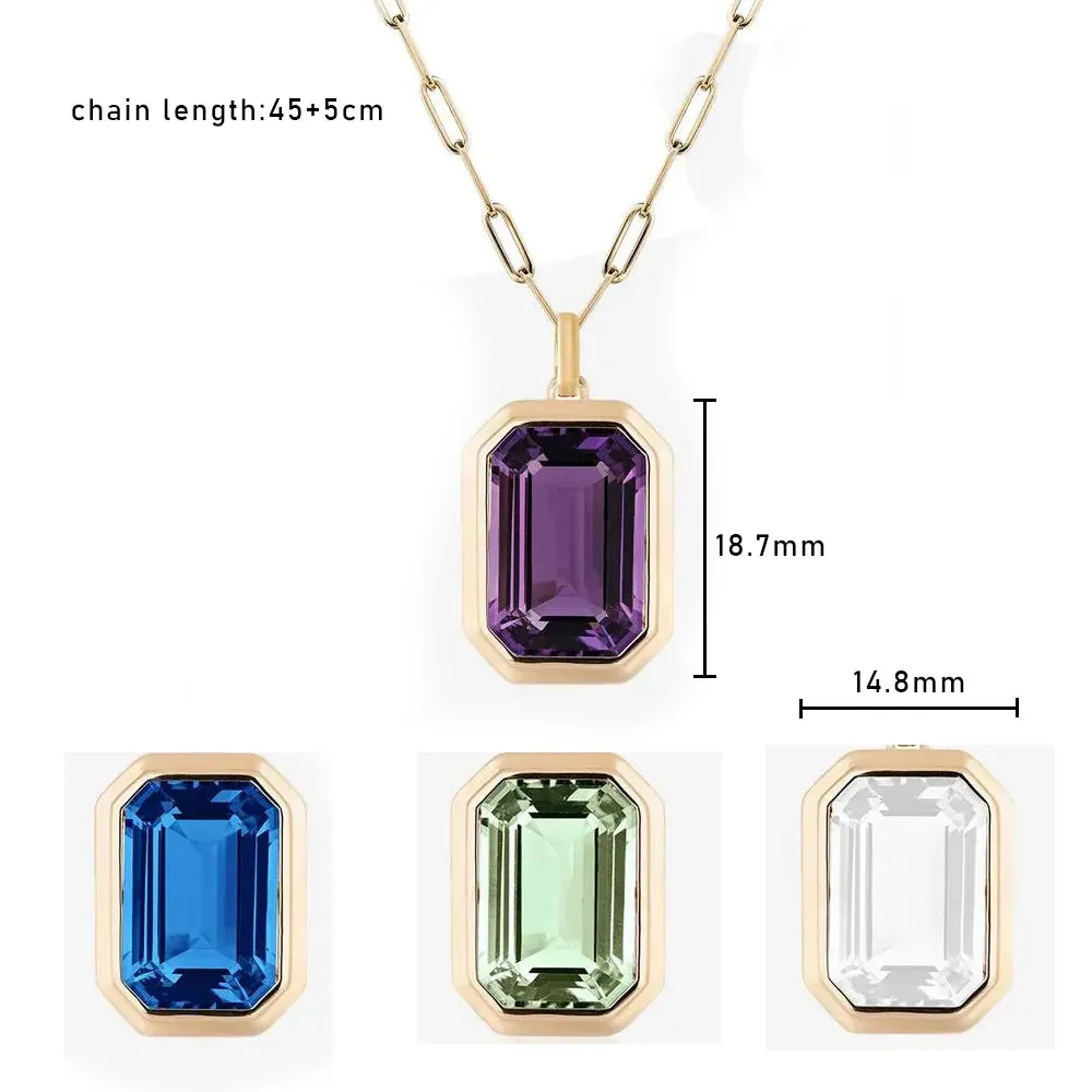 Gorgeous Geometric Square Crystal Pendant Necklace