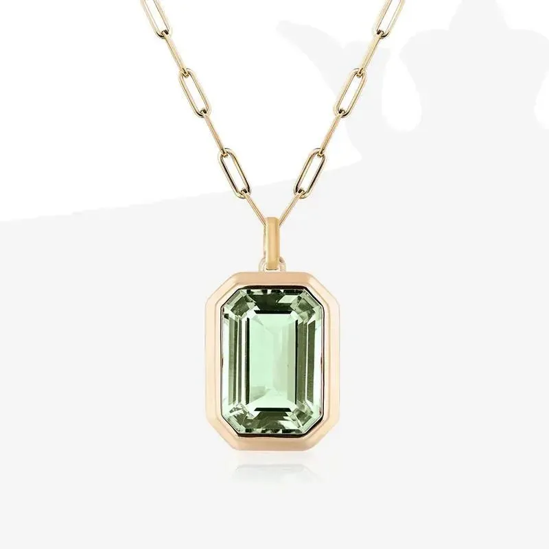 Gorgeous Geometric Square Crystal Pendant Necklace
