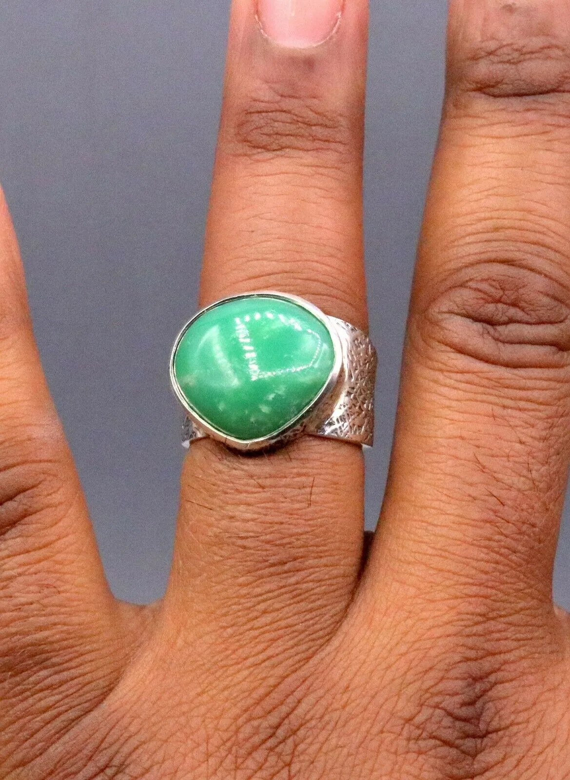 GREEN ONYX STONE CLASSIC 925 SOLID SILVER UNISEX RING BAND INDIA JEWELRY sr89