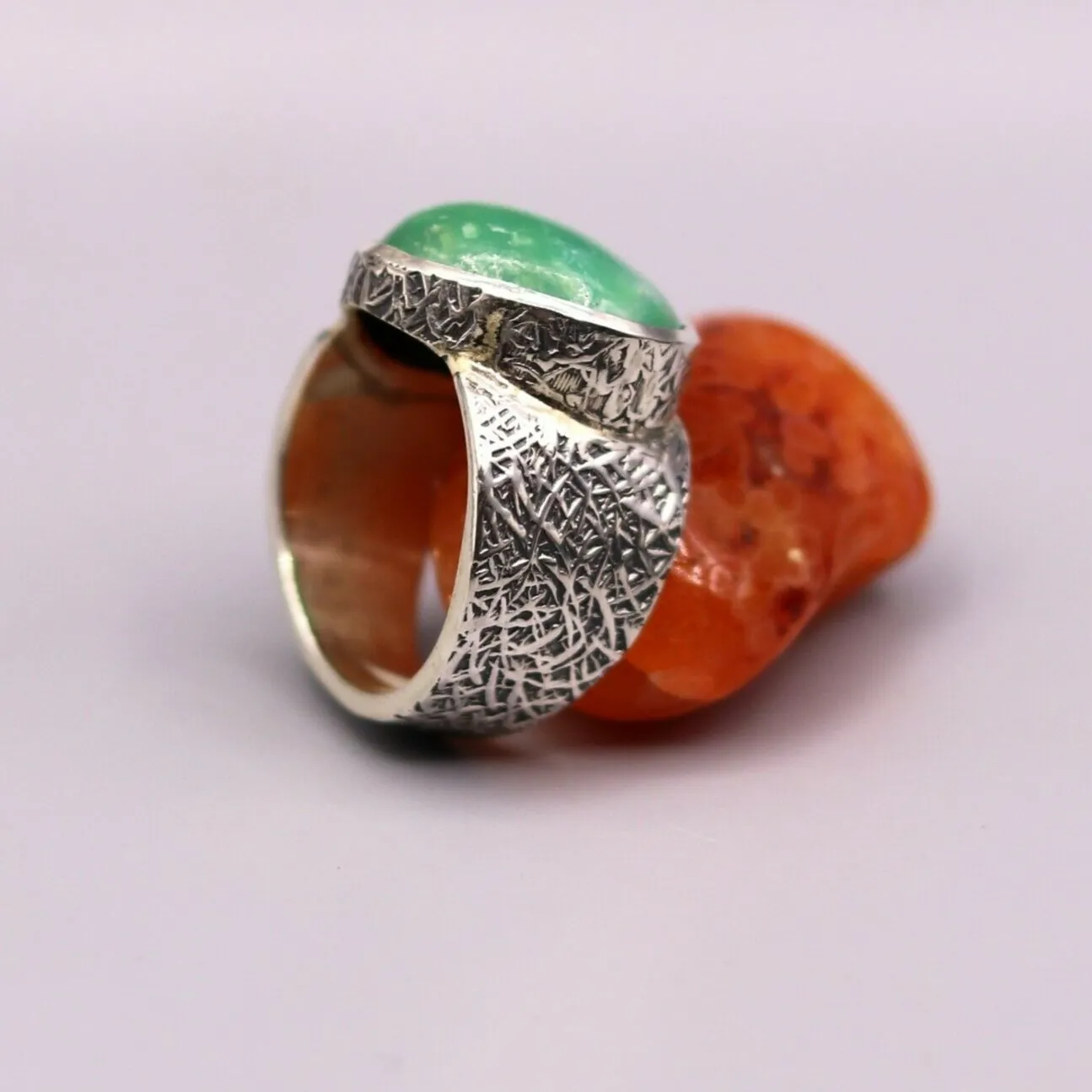 GREEN ONYX STONE CLASSIC 925 SOLID SILVER UNISEX RING BAND INDIA JEWELRY sr89