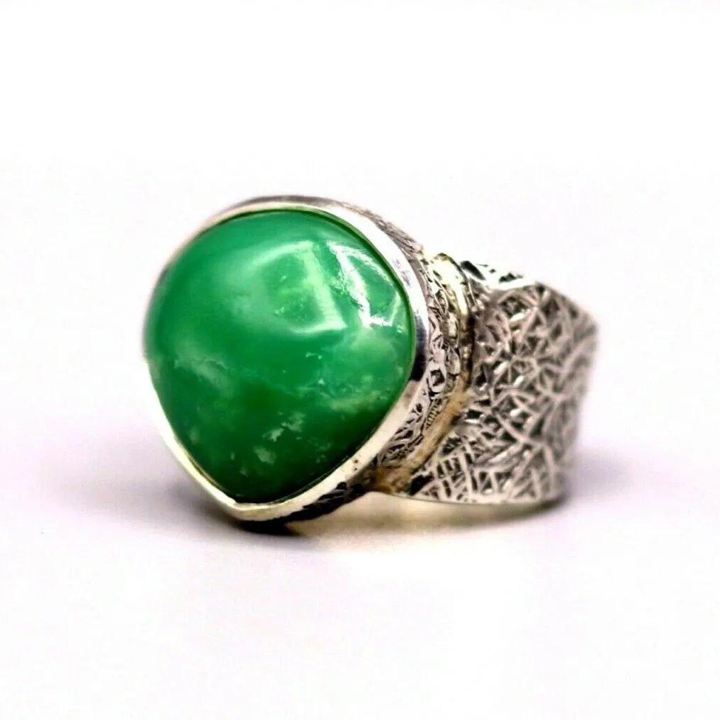 GREEN ONYX STONE CLASSIC 925 SOLID SILVER UNISEX RING BAND INDIA JEWELRY sr89