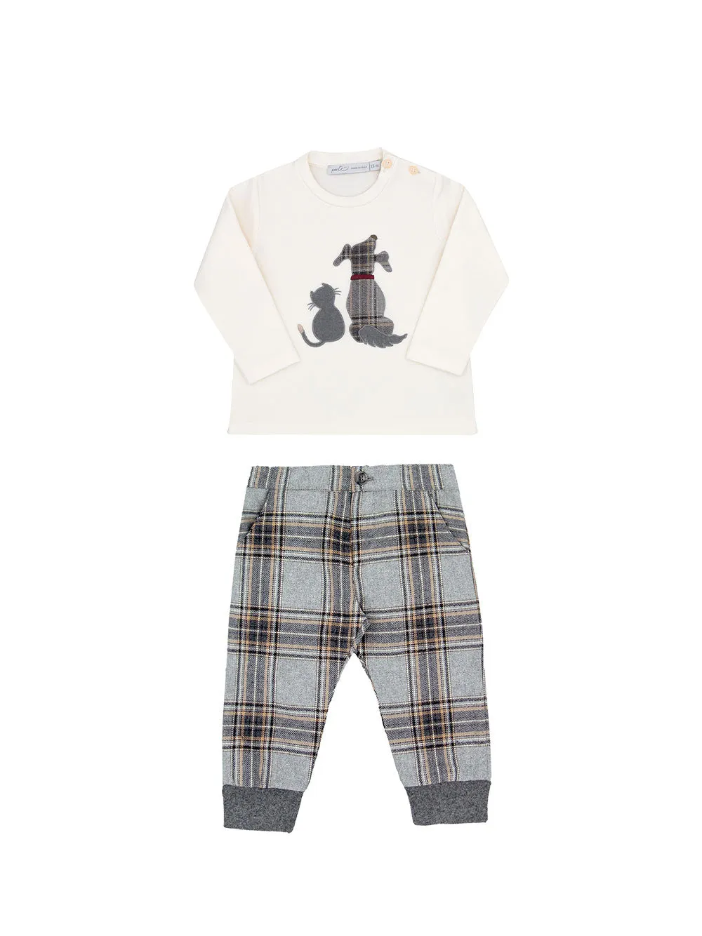 Grey Plaid Jogging Trousers