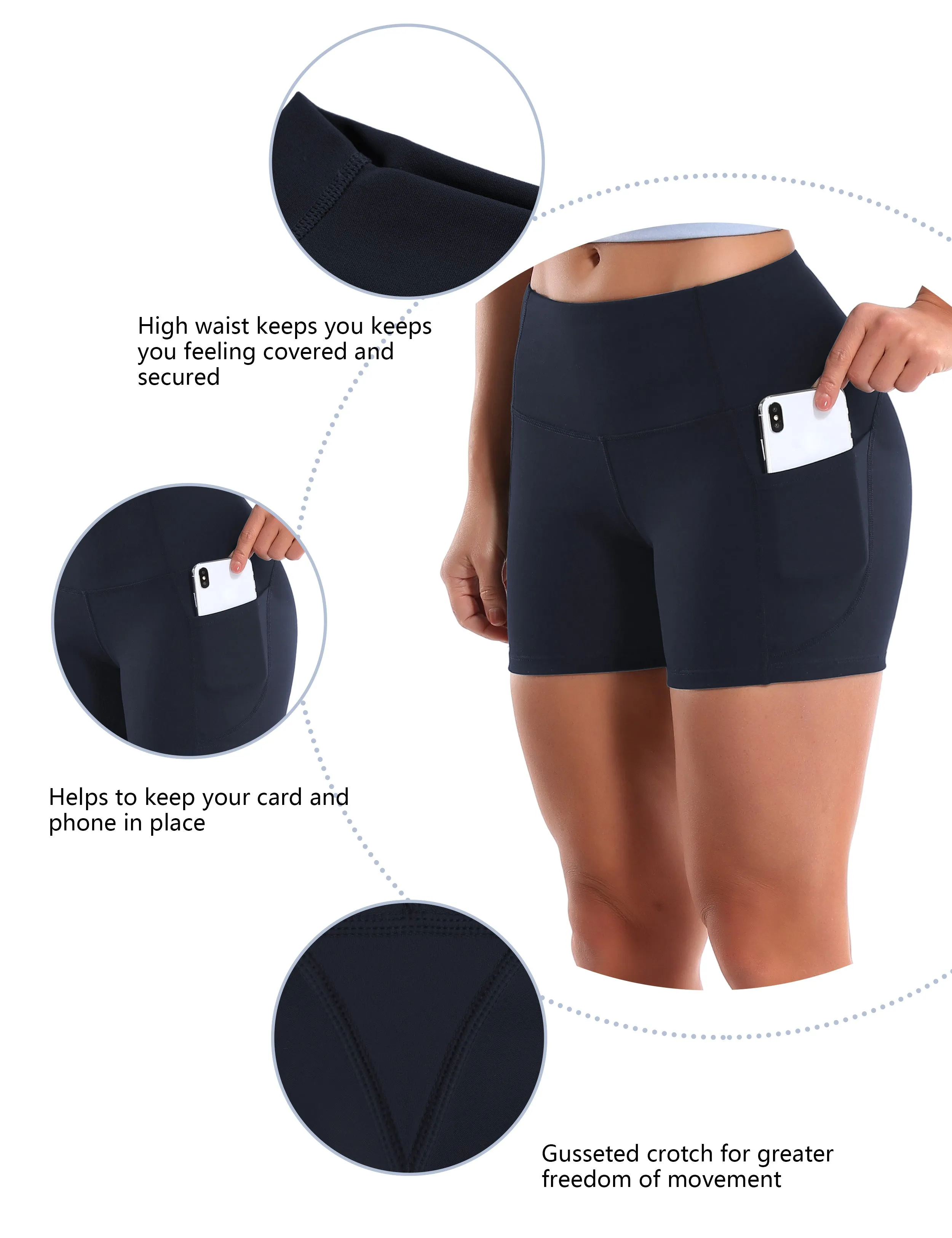 High Waist Side Pockets Jogging Shorts darkblue_Jogging