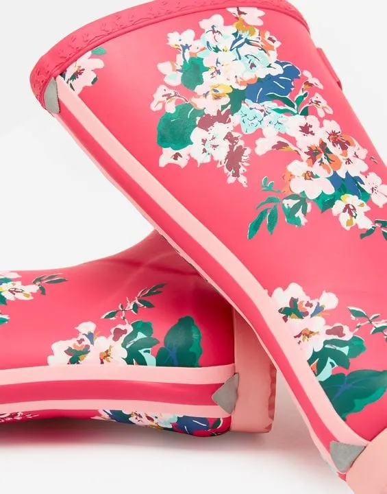 Joules Pink Floral Flexible Printed Welly