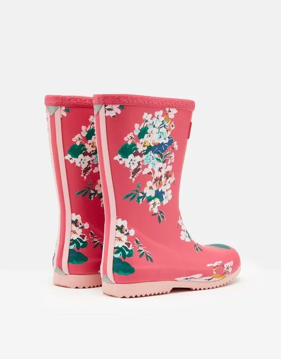 Joules Pink Floral Flexible Printed Welly