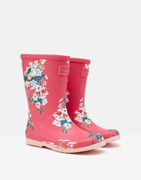 Joules Pink Floral Flexible Printed Welly