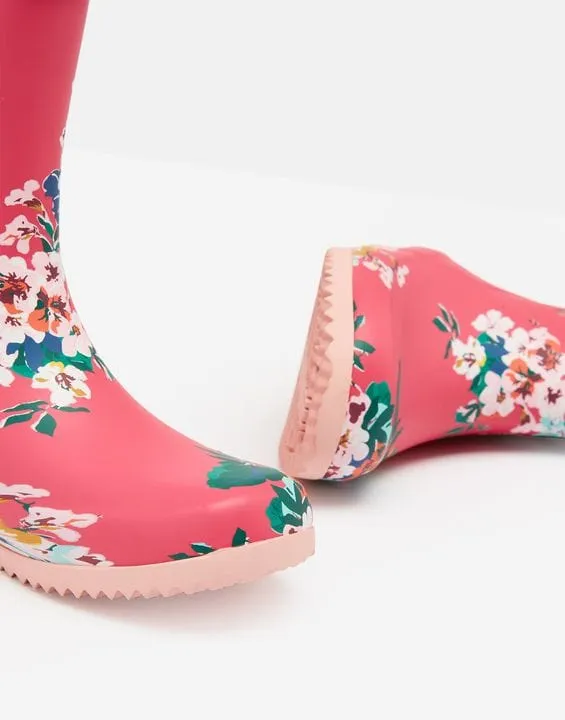 Joules Pink Floral Flexible Printed Welly