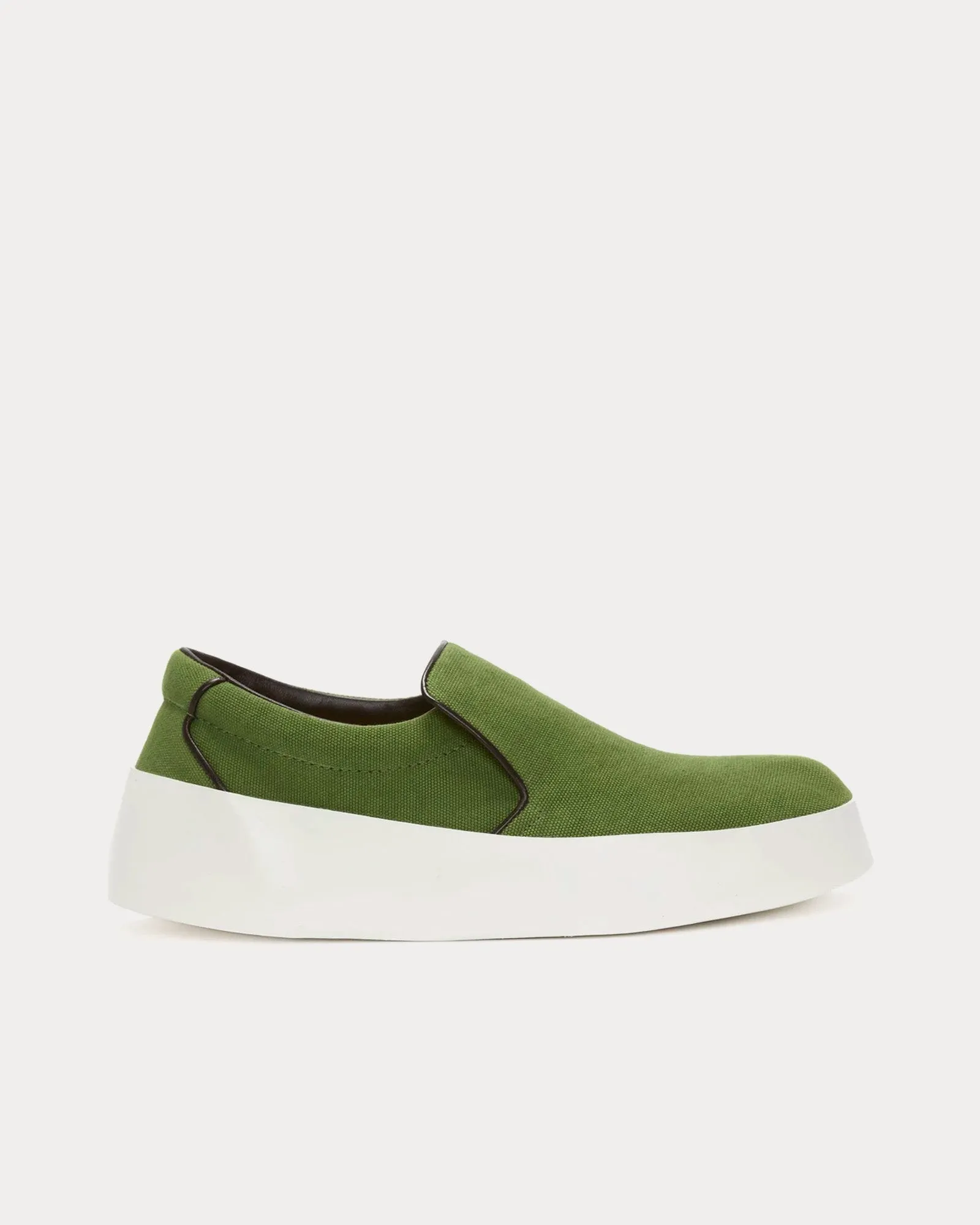 Leather Green Slip On Sneakers