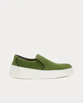 Leather Green Slip On Sneakers