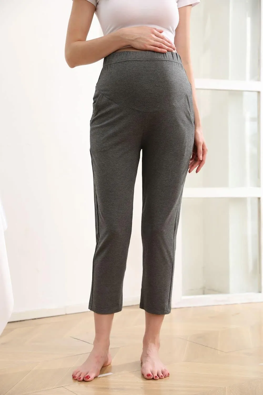 Maternity Lounge Pants Pregnancy Trousers Over The Belly Stretchy Activewear, Maternity Clothes Sweatpants with Pockets