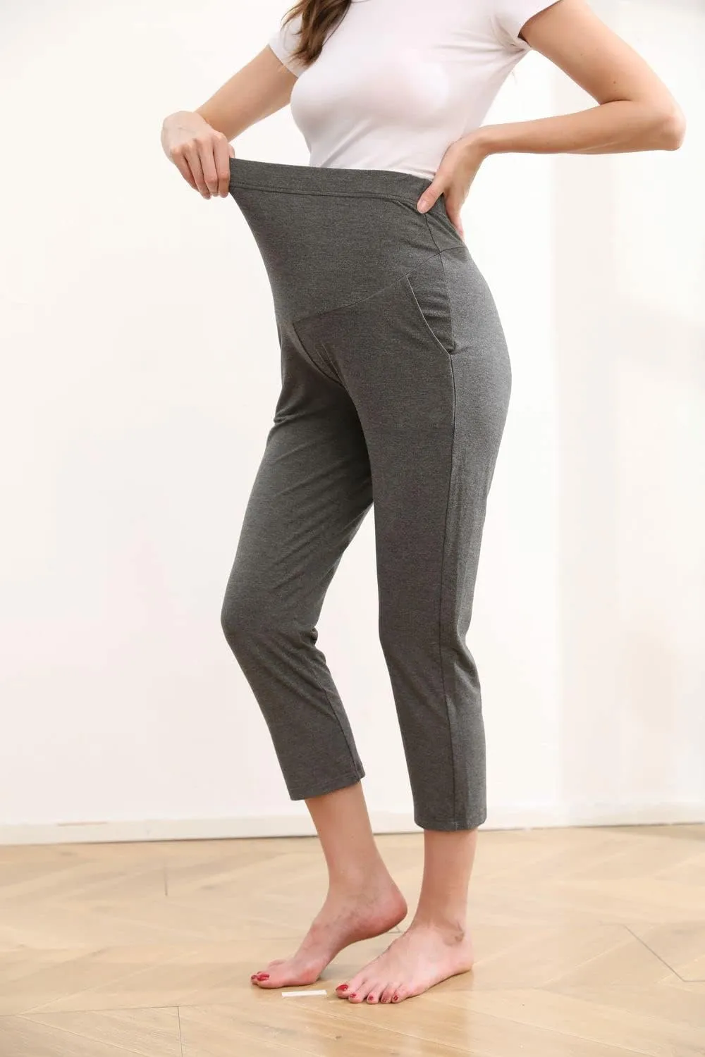 Maternity Lounge Pants Pregnancy Trousers Over The Belly Stretchy Activewear, Maternity Clothes Sweatpants with Pockets