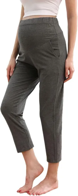 Maternity Lounge Pants Pregnancy Trousers Over The Belly Stretchy Activewear, Maternity Clothes Sweatpants with Pockets