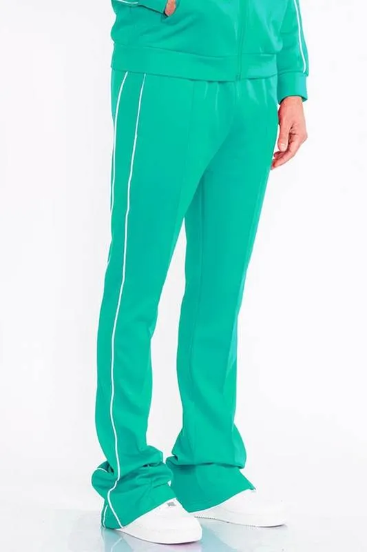 Mens Royal Blue Side Pipe Stacked Flare Pants
