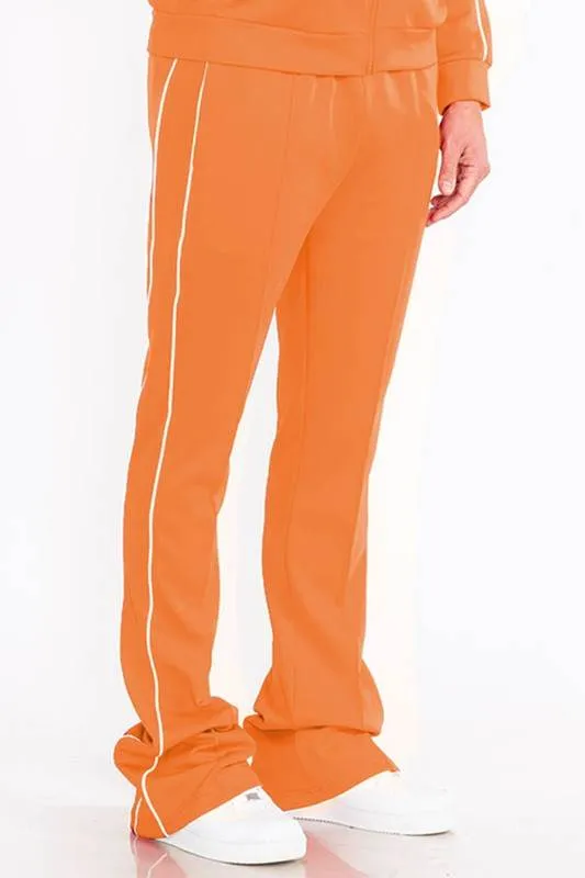 Mens Royal Blue Side Pipe Stacked Flare Pants